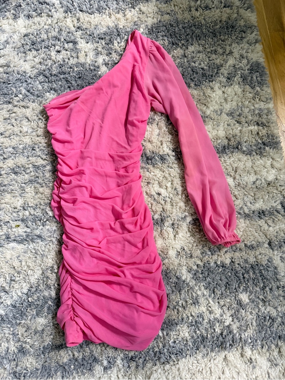 Hello Molly Hot Pink One-Shoulder Ruched Mini Dress